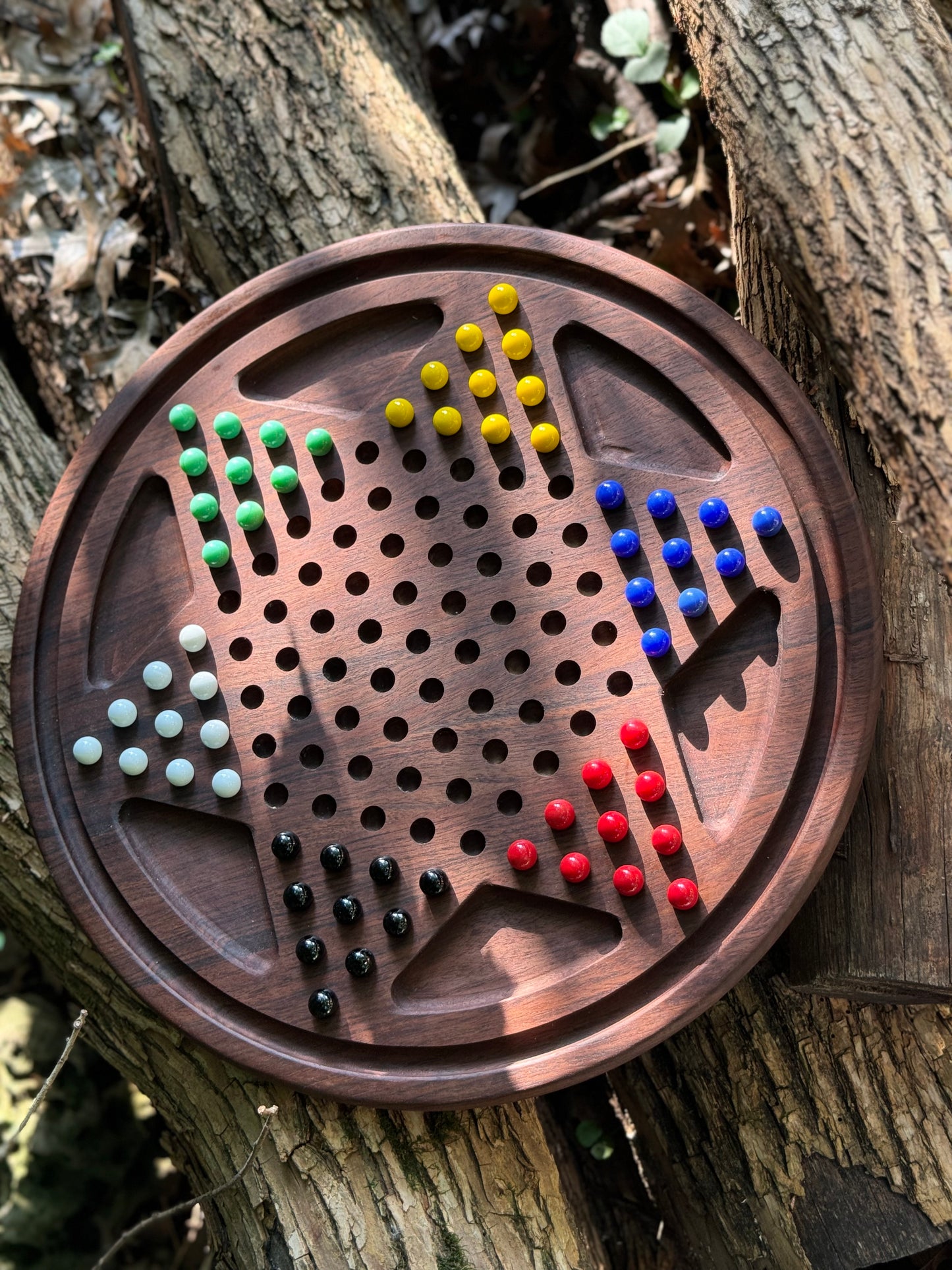 Elegant Chinese Checkers - Handmade Black Walnut Board Game