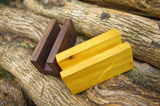 THE CHANNEL: Luxury Wood Board Stand, Elegant Holder for Charcuterie & Cutting Boards in Walnut & Osage Orange