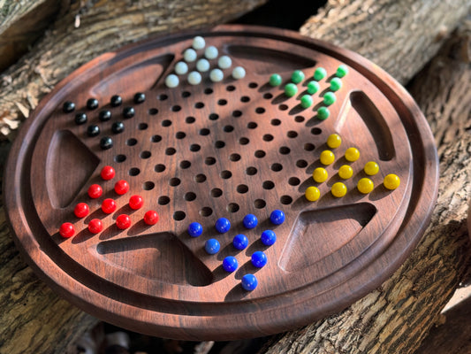 Elegant Chinese Checkers - Handmade Black Walnut Board Game